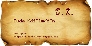 Duda Kálmán névjegykártya